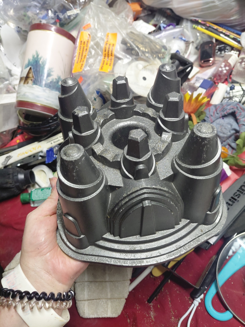 Nordic Ware Palace Royale Bundt Pan in silver cast aluminum.